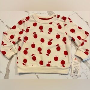 NWT. Cat and Jack. Cream and red apple sweatshirt. 12m
